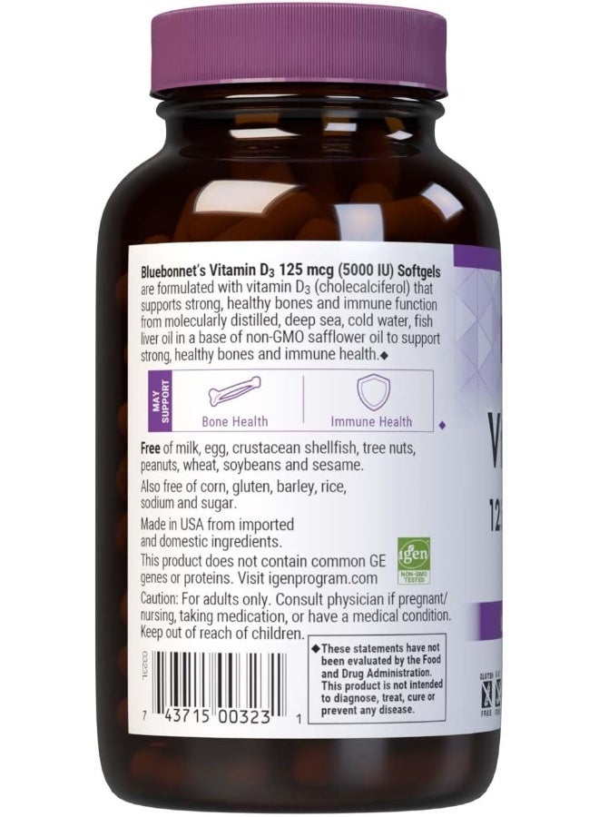 Bluebonnet Vitamin D3 Softgels 5000 IU for Bone and Immune Health - Image 3