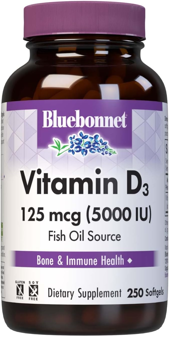 Bluebonnet Vitamin D3 Softgels 5000 IU for Bone and Immune Health - Image 1