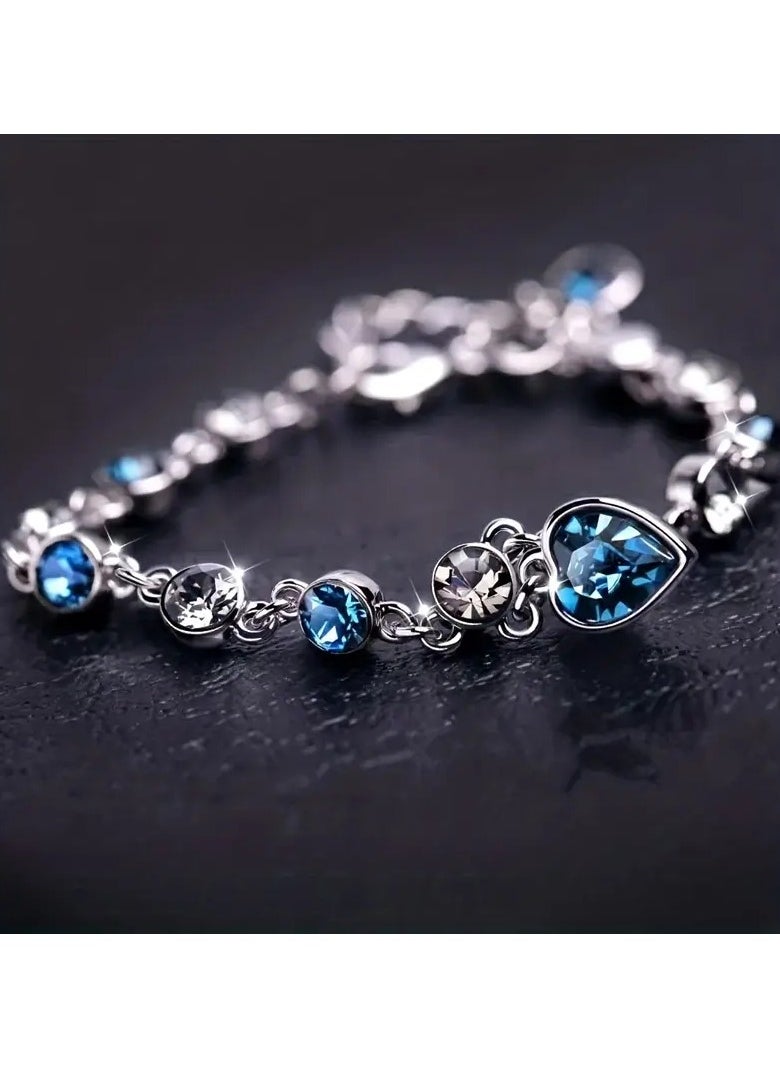 Goolsky - Radiant Heart Of Ocean Rhinestone Bracelet - Fashion-Forward Elegance for Girls - A Dazzling Jewelry Gift for Special Occasions and Everyday Glamour - Image 1