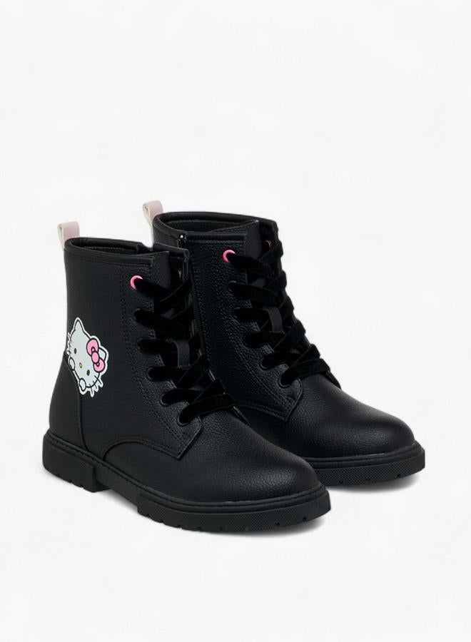 Hello Kitty Printed Ankle Boots with Zip Closure - Image 1