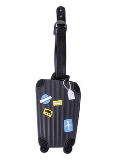 Cuisine Art Luggage Tag with Name ID Card, Personalized Identifier ID Labels, Flexible PVC Travel Tags, Secure Travel Luggage Labels for Baggage Identity, Suitcase Tag  – Trolley Shape, Black  - Image 1