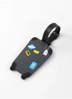 Cuisine Art Luggage Tag with Name ID Card, Personalized Identifier ID Labels, Flexible PVC Travel Tags, Secure Travel Luggage Labels for Baggage Identity, Suitcase Tag  – Trolley Shape, Black  - Image 5