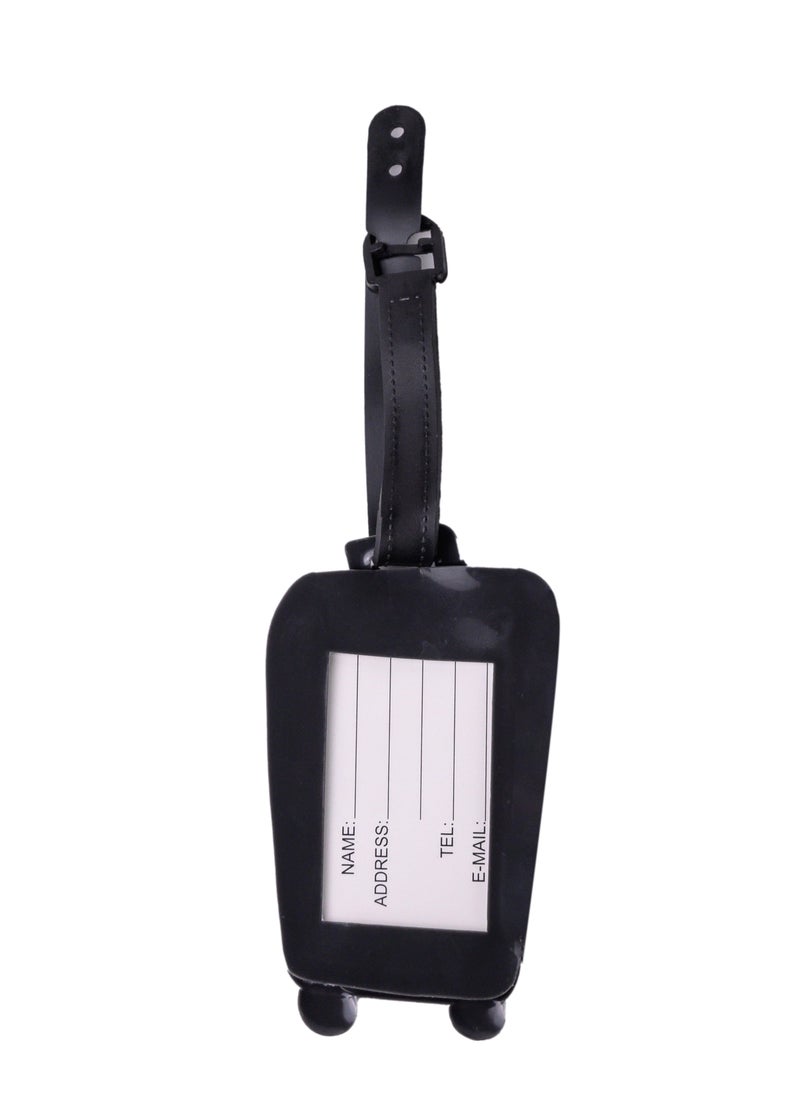 Cuisine Art Luggage Tag with Name ID Card, Personalized Identifier ID Labels, Flexible PVC Travel Tags, Secure Travel Luggage Labels for Baggage Identity, Suitcase Tag  – Trolley Shape, Black  - Image 2