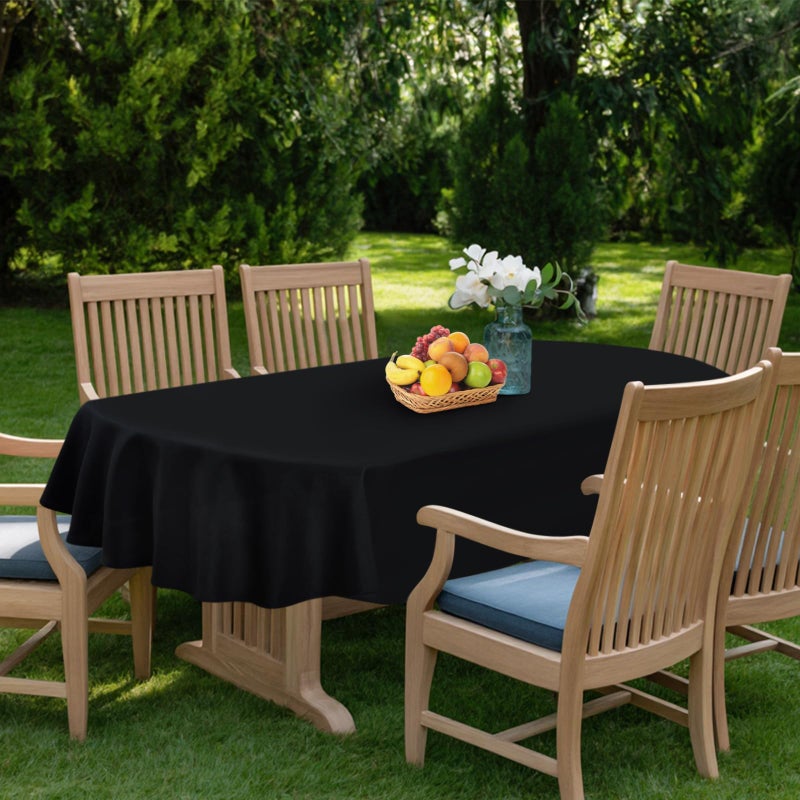 NEWISHER Black Oval Tablecloth 60x84 inch, Heavy Duty Polyester Fabric Table Cloth, Reusable Washable Solid Table Cover for Dining, Kitchen, Party, Wedding, Indoor Outdoor Tabletop Decoration - Image 3