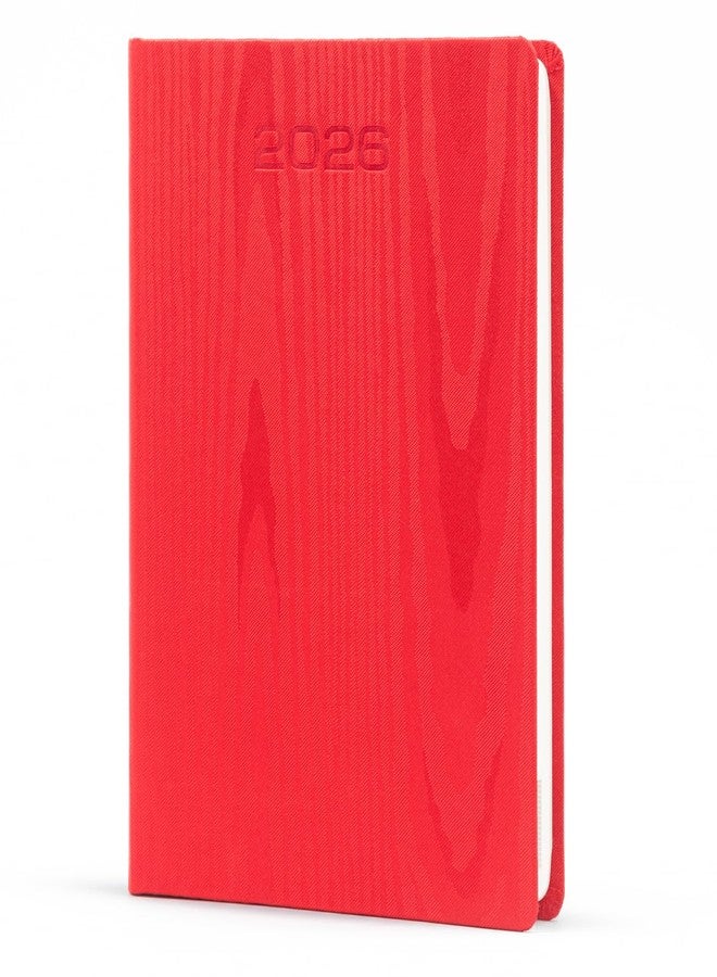 Kitabby - Linen Series | 2026 New Year Diary & Planner with Pen | A5 Size | One-Day-to-a-Page with Thumb-Cut Indexes | 424 pages | Satin Fabric Cover Material with Moiré Pattern | (Red) - Image 3