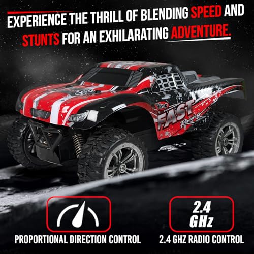 KIPA GAMING Remote Control RC Car, High Speed Off-Road Monster Truck, 1:16 Scale, Red and Black, USB Rechargeable (Rowdy Roadie - Red) - Image 4