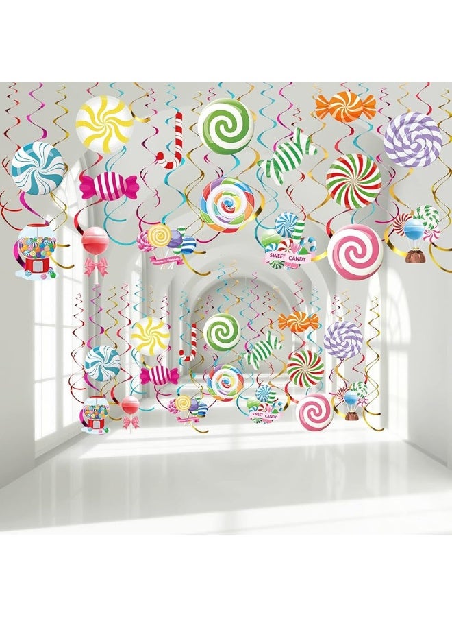 Faccito 36 Pcs Candyland Party Decorations Candy Hanging Swirls Colorful Swirl Lollipop Candy Land Themed Birthday Decorations Candyland Party Favors for Shop Baby Shower Home - Image 2