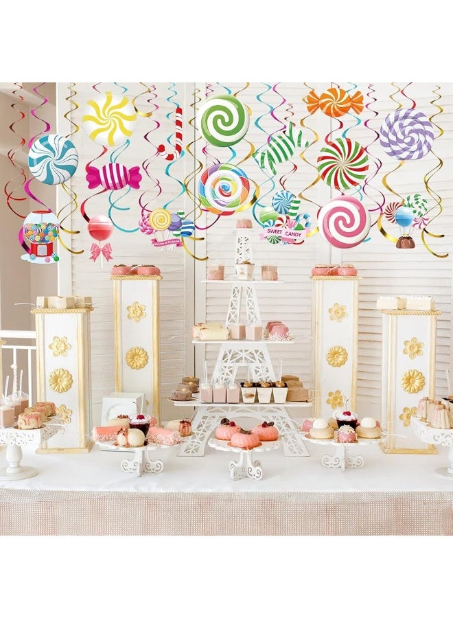 Faccito 36 Pcs Candyland Party Decorations Candy Hanging Swirls Colorful Swirl Lollipop Candy Land Themed Birthday Decorations Candyland Party Favors for Shop Baby Shower Home - Image 4