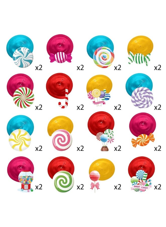 Faccito 36 Pcs Candyland Party Decorations Candy Hanging Swirls Colorful Swirl Lollipop Candy Land Themed Birthday Decorations Candyland Party Favors for Shop Baby Shower Home - Image 5