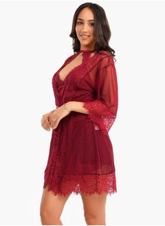 Carina Tulle Robe with Lace
v  - Image 2