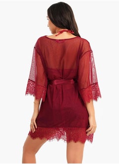 Carina Tulle Robe with Lace
v  - Image 3