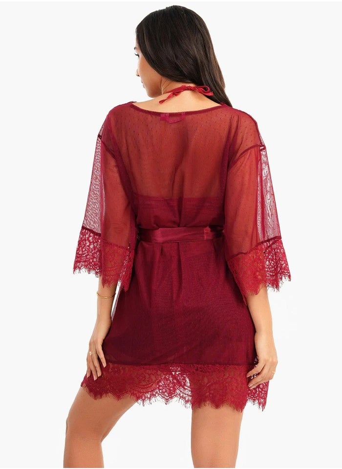 Carina Tulle Robe with Lace
v  - Image 3
