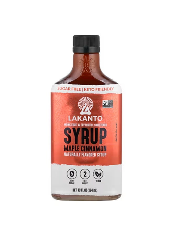 LAKANTO Monk Fruit & Erythritol Sweetened Syrup, Maple Cinnamon, 13 fl oz (384 ml) - Image 1