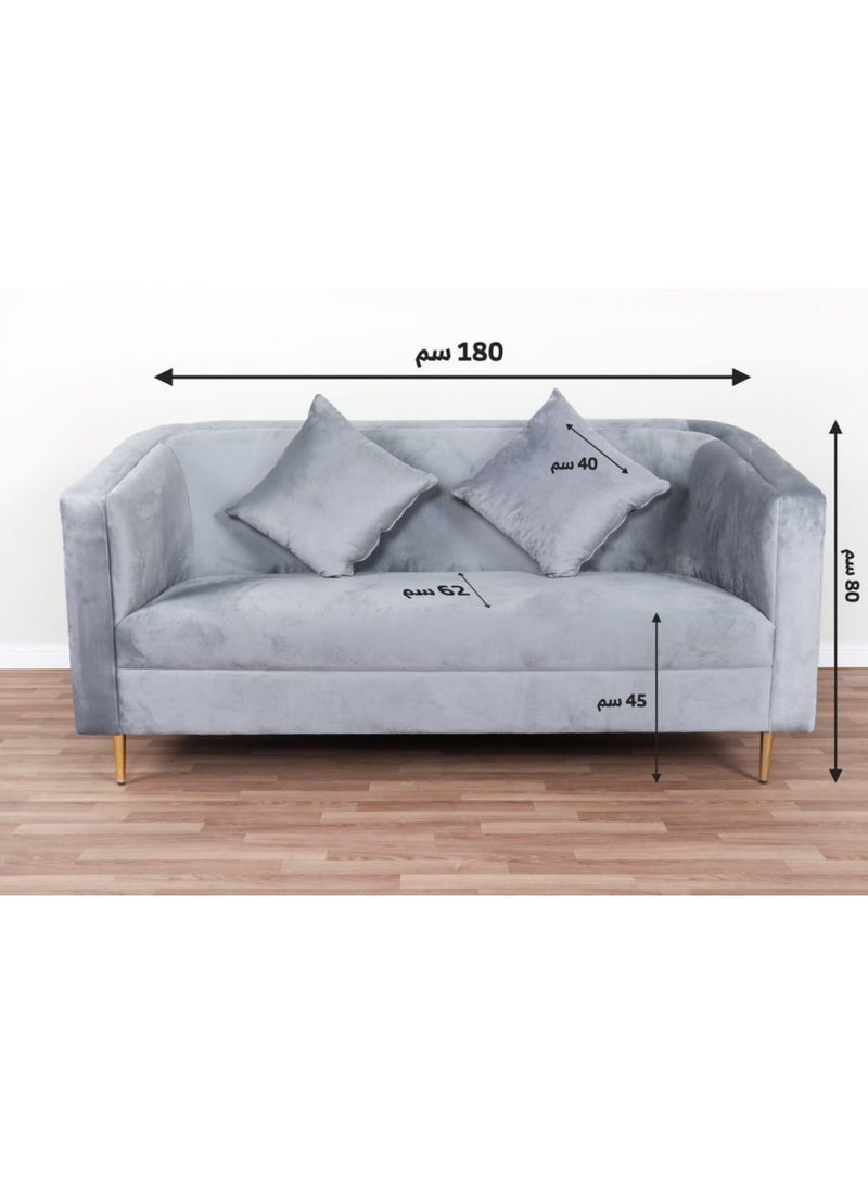 HOMEVEO Modern living room sofa 2 Seater in gray color, suitable for small spaces 180x80 cm - Image 2