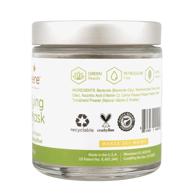 Waxelene Clarifying Mud Mask Dry Blend - Wrinkle Fighting Ritual Cleans Pores Hydrates Nourishes Skin Vitamin C Papaw Bentonite French Green Clay - Image 3