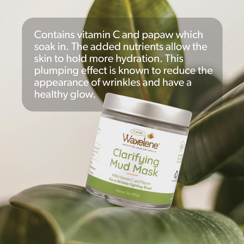 Waxelene Clarifying Mud Mask Dry Blend - Wrinkle Fighting Ritual Cleans Pores Hydrates Nourishes Skin Vitamin C Papaw Bentonite French Green Clay - Image 5