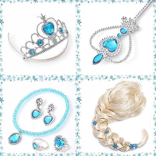 G.C Girls Princess Dress Costume Princess Dress Up Clothes with Long Cape Kids Toddler Wig Crown Wand Jewelry Necklace Accessories Halloween Cosplay Birthday Party Supplies - Image 4