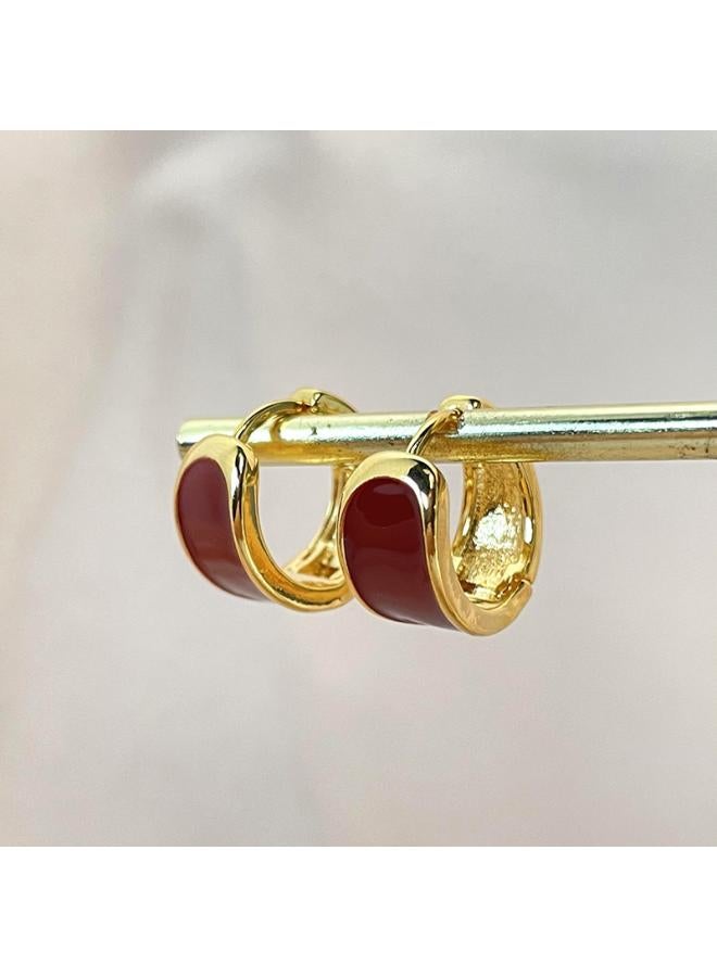 Retro Hong Kong-style High-end Semi-round Oil Drop Earrings Women's All-match Exquisite Small Earrings Fashion Design Sense Earrings New
