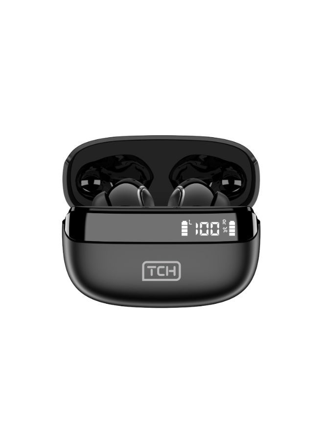 TCH Wireless Earbuds L10 ANC BLACK- Active Noise Cancellation, HiFi Audio Sound Quality, Powerful Bass, Bluetooth 5.3 with AI Calls, 4 Mics, IPX4 Water Resistant, 30H Battery Standby, LED Display, Smart Touch Controls- Android-IOS - Image 3