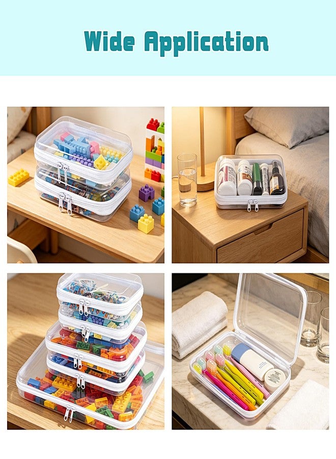 SANFERGE Clear Hard Shell Zipper Case Set of 6 Pcs All Medium, Waterproof Stackable Hard Plastic Pouches, Lightweight Portable Storage Bins for Travel, Makeup, Craft Supplies - Image 5