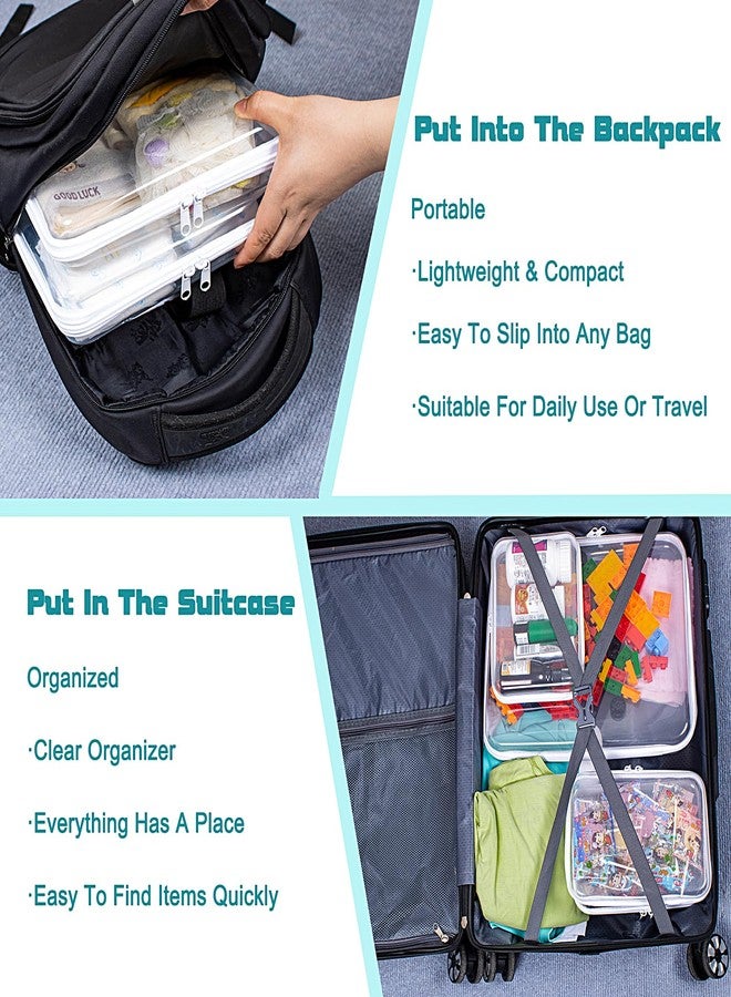 SANFERGE Clear Hard Shell Zipper Case Set of 6 Pcs All Medium, Waterproof Stackable Hard Plastic Pouches, Lightweight Portable Storage Bins for Travel, Makeup, Craft Supplies - Image 4