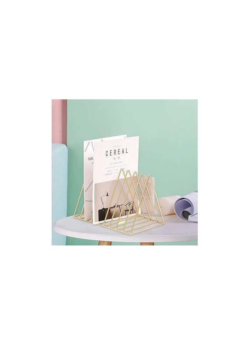Generic Triangle Desktop Magazine Storage Rack, 9 Slot Metal Book Holder Document File Folder Stand  - Image 2