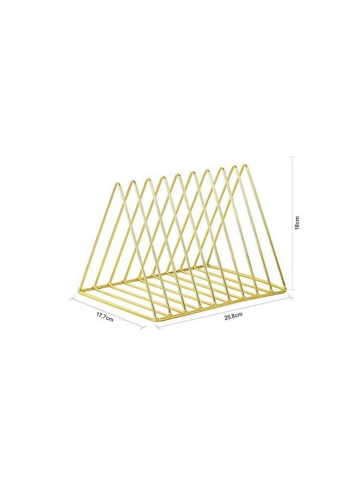 Generic Triangle Desktop Magazine Storage Rack, 9 Slot Metal Book Holder Document File Folder Stand  - Image 3