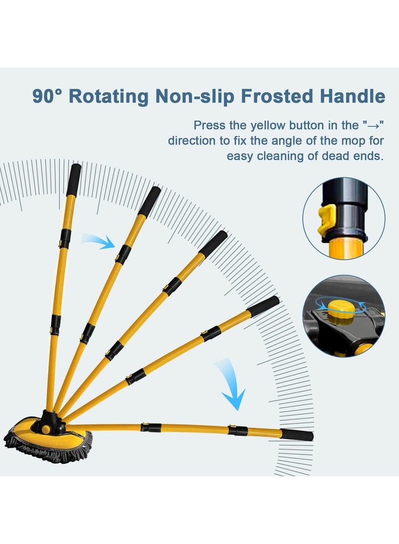 Car Wash Brush with Long Handle, Microfiber Car Wash Mop with Replaceable Chenille Brush Head, Soft Cleaning Brush with 15° Curved Extension Pole Car Wash Kit for RV Truck Camper, YELLOW - Image 5