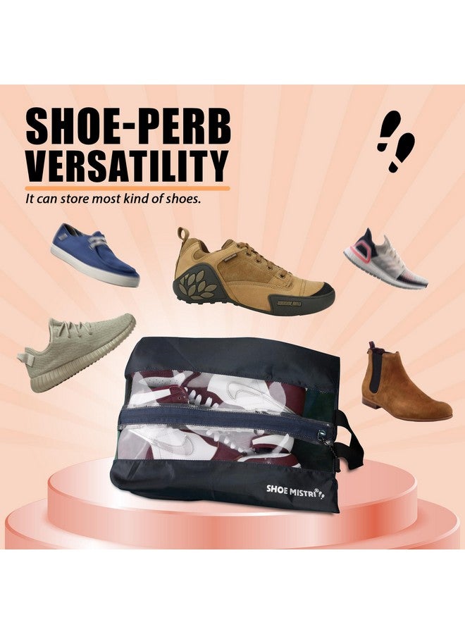 Shoe mistri حقيبة أحذية ميسري للسفر، منظم تخزين الأحذية بسحاب، حقيبة حمل الأحذية لتخزين الأحذية، حقيبة تعليق الأحذية للسفر للرجال والنساء، عبوة من 3 (أزرق داكن) - Image 3