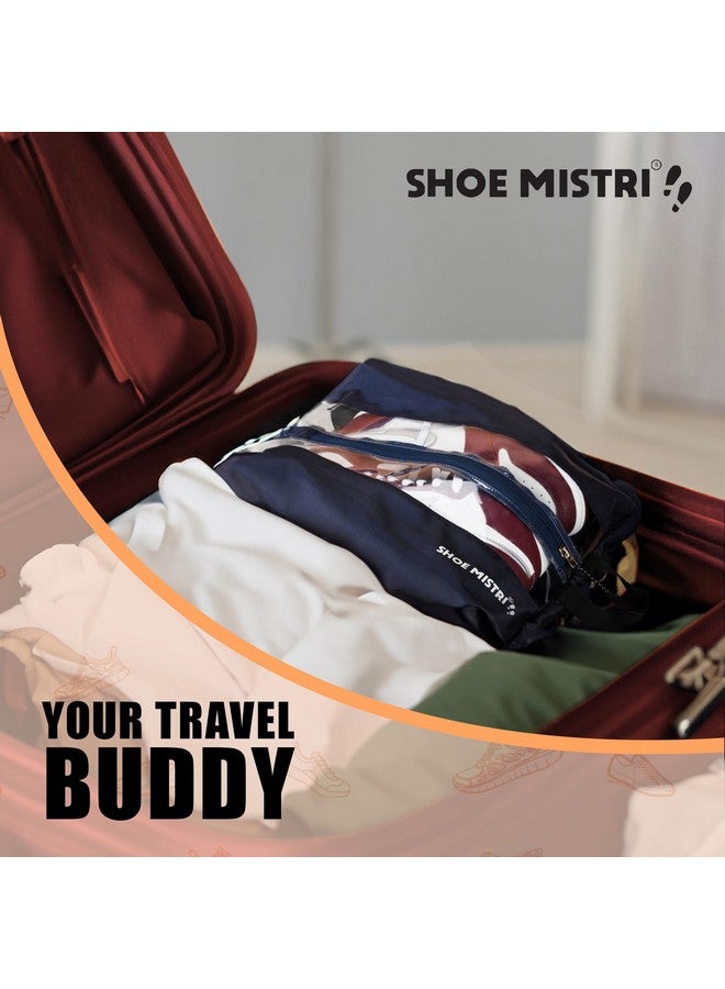 Shoe mistri حقيبة أحذية ميسري للسفر، منظم تخزين الأحذية بسحاب، حقيبة حمل الأحذية لتخزين الأحذية، حقيبة تعليق الأحذية للسفر للرجال والنساء، عبوة من 3 (أزرق داكن) - Image 5