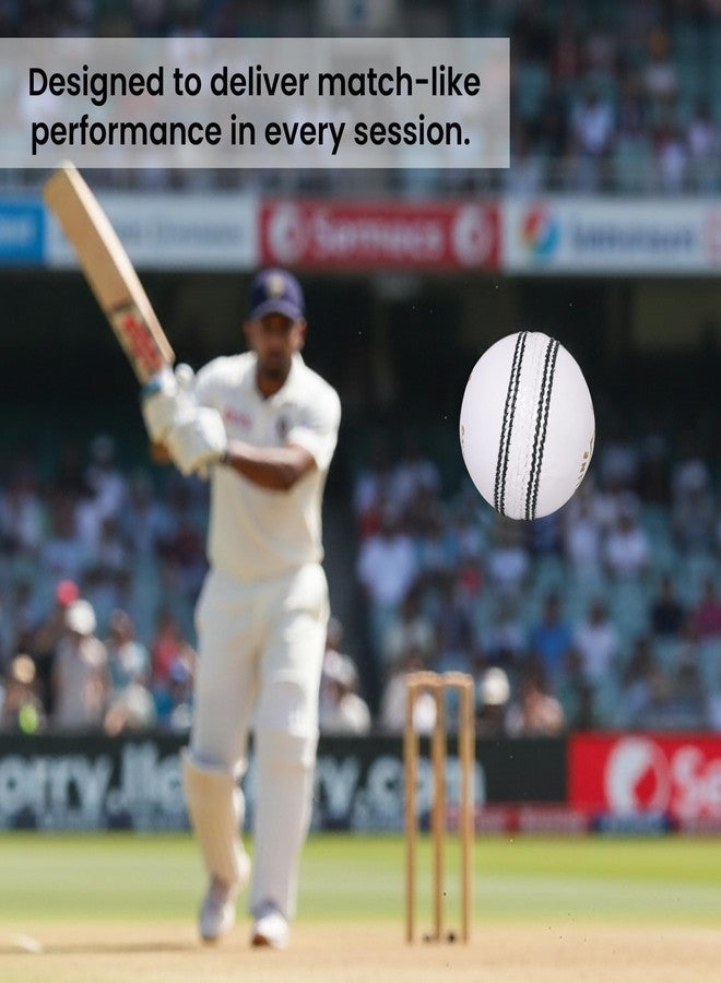 BOXCO Power White Leather Cricket Ball (Pack of 1) | Four Piece Hand-Stitched Seam Match Grade for T20, ODI & Test - Image 3