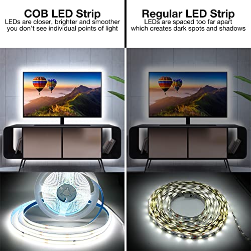 DAYBETTER COB LED Strip, 16.4 ft White LED Strip Lights, Dimmable LED Light Strip 6500K Bright Daylight White, 24V, 1600LEDs, 2835 Flexible LED Tape Light for TV, Bedroom, Kitchen Cabinet, Closet - Image 3