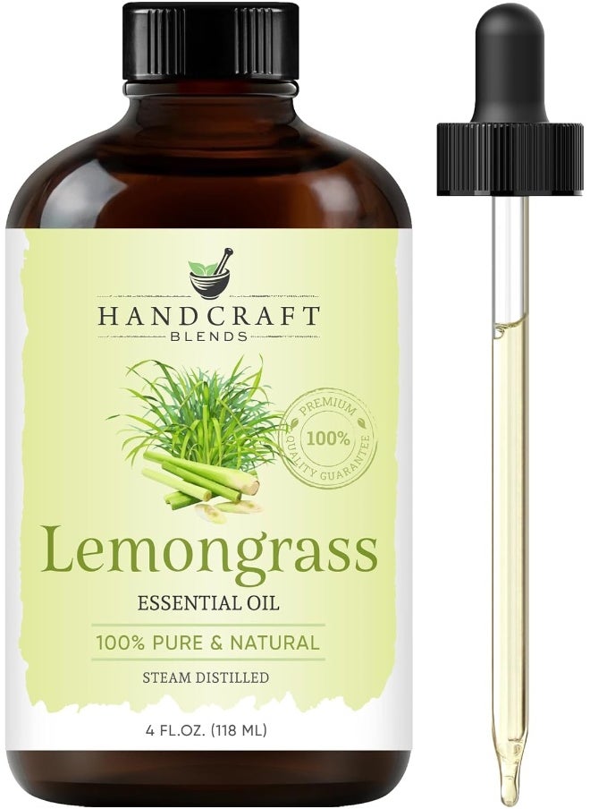 Handcraft Blends Lemongrass Essential Oil - Huge 4 Fl Oz - 100% Pure and Natural - Premium Grade with Glass Dropper - pzsku/ZBCA116BE38C6B740EE5AZ/45/_/1740377518/f2c91866-6f17-4049-962a-130ee3c47951