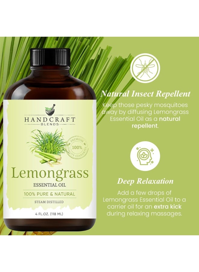 Handcraft Blends Lemongrass Essential Oil - Huge 4 Fl Oz - 100% Pure and Natural - Premium Grade with Glass Dropper - pzsku/ZBCA116BE38C6B740EE5AZ/45/_/1740377552/a7160533-a50f-4b95-9230-43ff9b9ac4e8