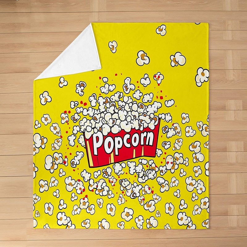 Feelyou Popcorn Yellow Flannel Fleece Throw Blanket for Kids - Cinema Poster Print Fuzzy Couch Blanket, Old-Fashion Home Decor - Breathable Plush 30"x40" - Image 3