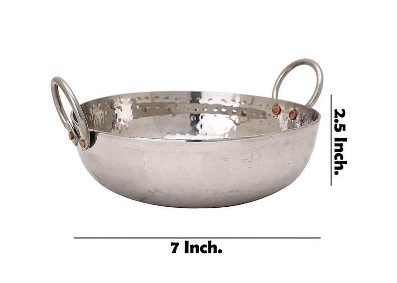 BLISS START Stainless Steel Kadhai Deep Fry Poori Halwa Kadai Egg FryHeavy Bottom CookwareUtensils for Cooking 1500 ML - Image 2