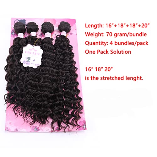FRELYN Deep Wave Curly Synthetic Hair Weave 4 Bundles Color 2 16 18 18 20 Inch Mixed Soft Heat Resistat synthetc Hair Looks Natural - Image 3