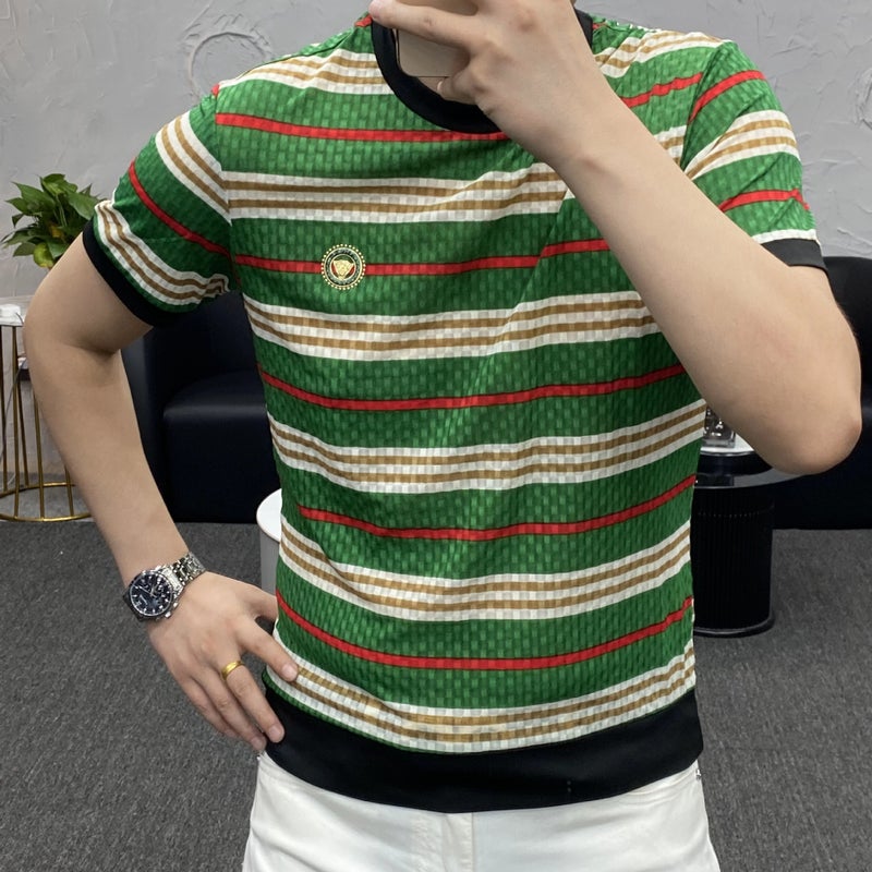 Men'S Ice Silk Short Sleeve T-Shirt 2024 Fashion Joker Solid Color Round Neck Simple Joker Half Sleeve T-Shirt - Image 4