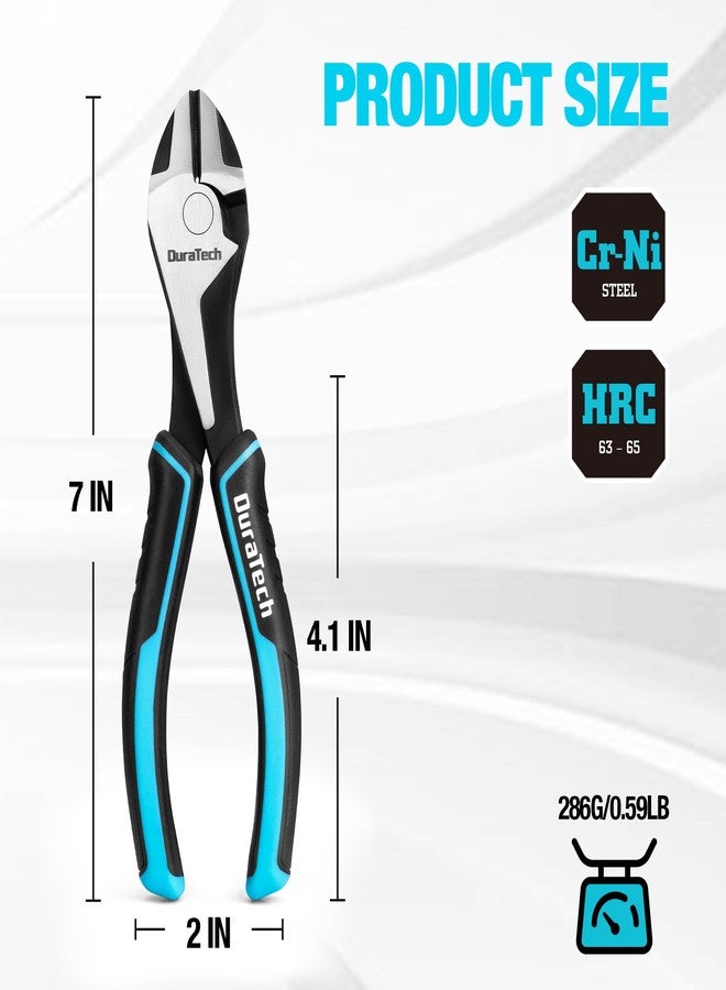 DURATECH 7" High Leverage Diagonal Cutters, Cr-Ni Wire Cutters, Side Cutters for Cutting Wire, Diagonal Cutting Pliers with Comfortable Grip - Image 2