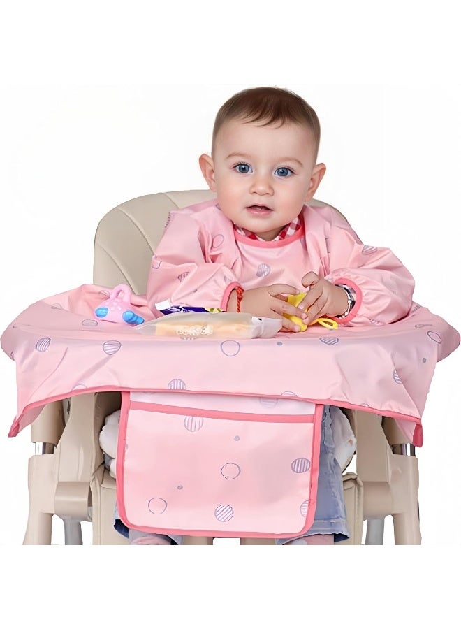 MOTEERLLU Coverall Baby Feeding Bib for Eating, Long Sleeves Bib Attaches to Highchair and Table, Anti-Dirty Weaning Bibs, Toddler Wipe Clean Waterproof for Baby Self-feeding - Image 1