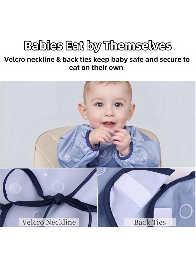 MOTEERLLU Coverall Baby Feeding Bib for Eating, Long Sleeves Bib Attaches to Highchair and Table, Anti-Dirty Weaning Bibs, Toddler Wipe Clean Waterproof for Baby Self-feeding - Image 2