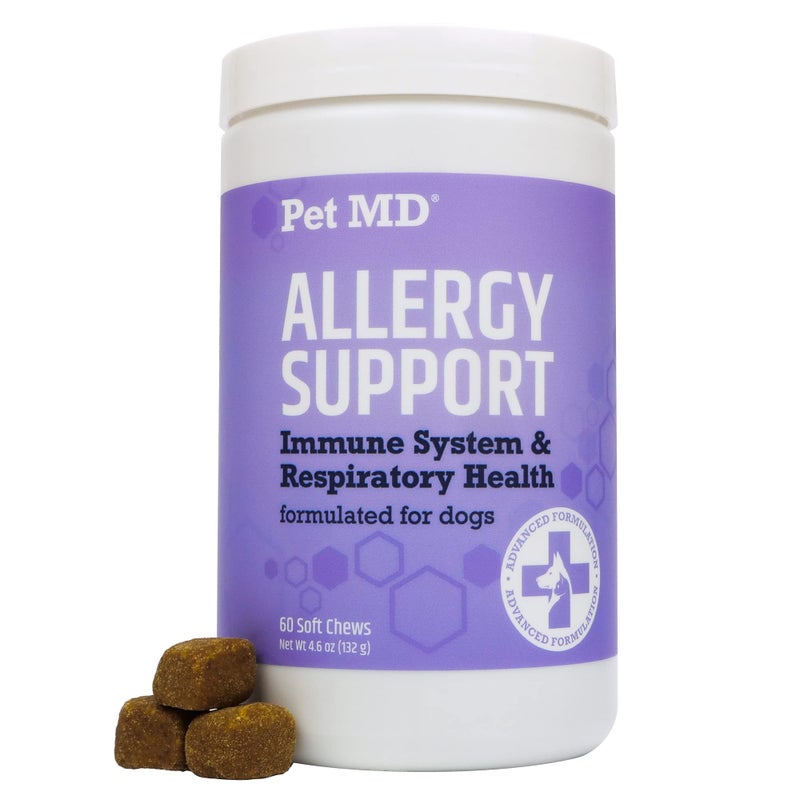 Pet MD Allergy Aid - Puppy & Dog Allergy Chews with Quercetin & Pumpkin - Immune & Seasonal Allergy Relief for Dogs - Skin & Itch Relief for Dogs - 60 ct - Image 1