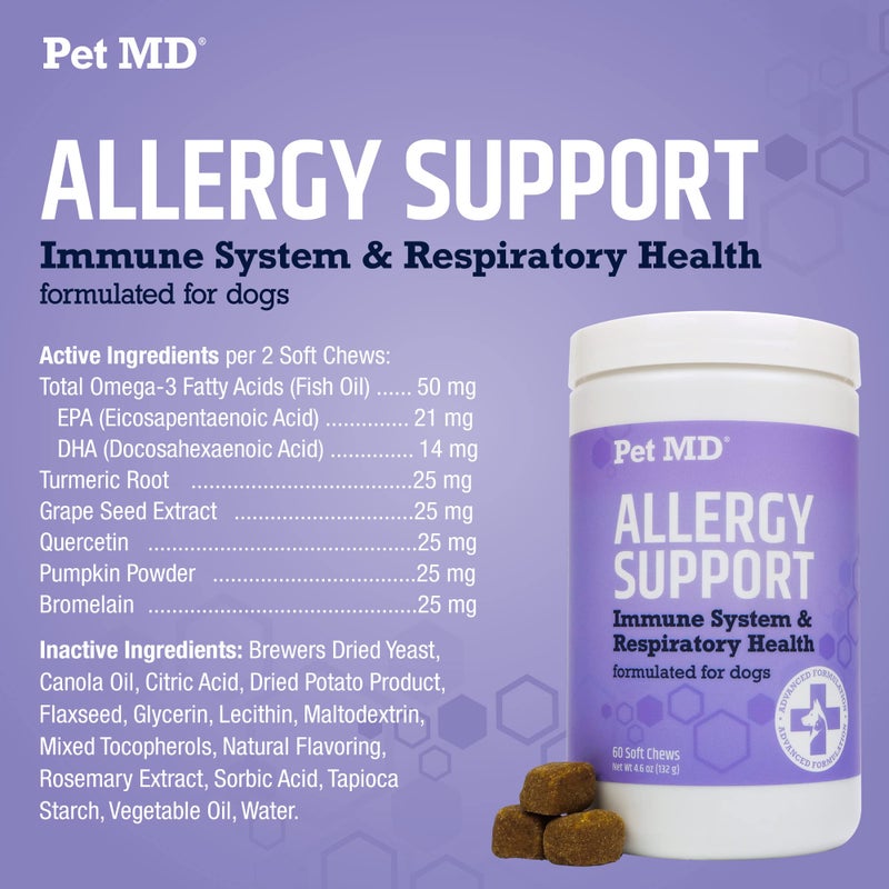 Pet MD Allergy Aid - Puppy & Dog Allergy Chews with Quercetin & Pumpkin - Immune & Seasonal Allergy Relief for Dogs - Skin & Itch Relief for Dogs - 60 ct - Image 5