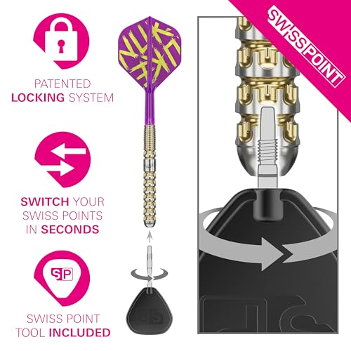 Target Darts Luke Littler Gen 1 Prodigy Steel Tip Swiss Point Darts, 90% Tungsten Darts, 23G | Generation 1 Gold Steel Tip Darts, Player Edition Swiss Points Dart Sets, K-Flex Flights and Shafts - Image 4