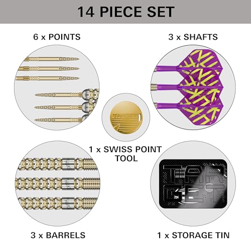 Target Darts Luke Littler Gen 1 Prodigy Steel Tip Swiss Point Darts, 90% Tungsten Darts, 23G | Generation 1 Gold Steel Tip Darts, Player Edition Swiss Points Dart Sets, K-Flex Flights and Shafts - Image 5