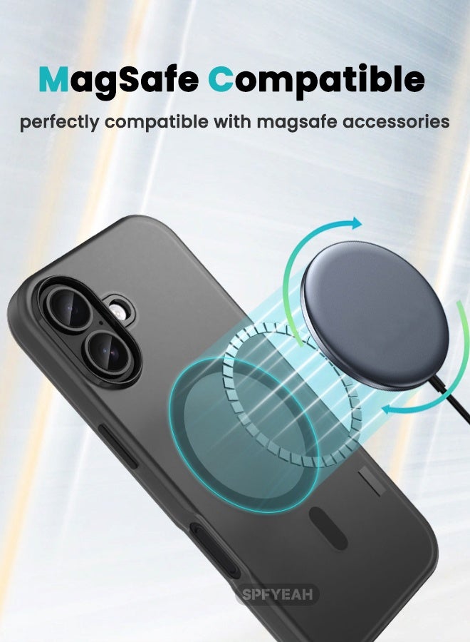 SPFYEAH [3-in-1] iPhone 17 Case with HD Tempered Glass Screen Protector & Camera Lens Protector, MagSafe Compatible, Shockproof Anti-Drop & Slip, Slim Skin Friendly Frosted Hard Case for iPhone 17 6.3 inch, Translucent Black - Image 3