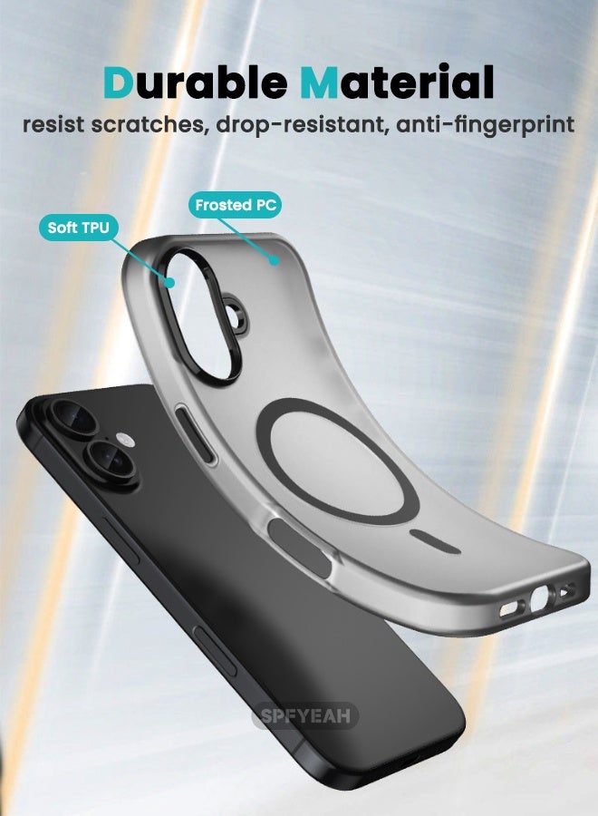 SPFYEAH [3-in-1] iPhone 17 Case with HD Tempered Glass Screen Protector & Camera Lens Protector, MagSafe Compatible, Shockproof Anti-Drop & Slip, Slim Skin Friendly Frosted Hard Case for iPhone 17 6.3 inch, Translucent Black - Image 5