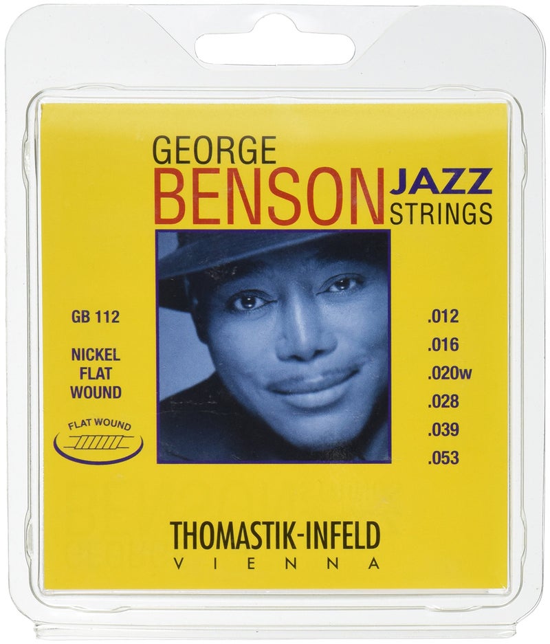 Thomastik-Infeld GB112 Jazz Guitar Strings: George Benson 6 String Set - Pure Nickel Flat Wounds E, B, G, D, A, E Set - Image 1