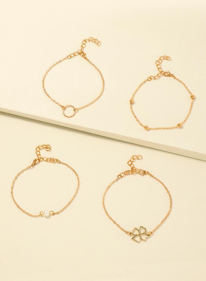 Take Two Pack of 4 - Gold Tone Multi Charms Link Bracelets - Image 2