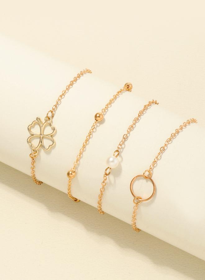 Take Two Pack of 4 - Gold Tone Multi Charms Link Bracelets - Image 1